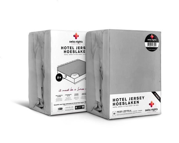 Hoeslaken 4 pack Hotel Jersey Grey