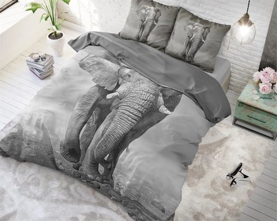Dreamhouse Elegant Elephant Anthracite Dekbedovertrek Katoen