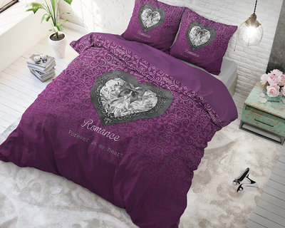 Sleeptime Romance Heart Purple Dekbedovertrek Katoen Blended