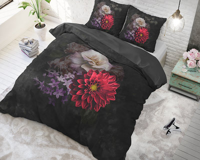 Sleeptime Elegant Flower Anthracite Dekbedovertrek Katoen Blended