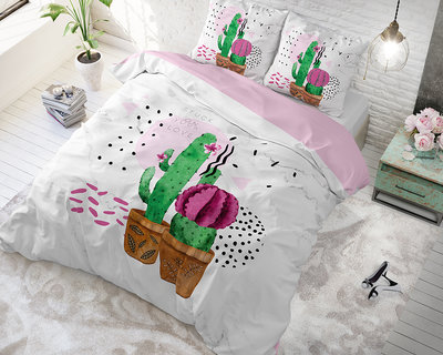 Sleeptime Love your Cactus White Dekbedovertrek Katoen Blended